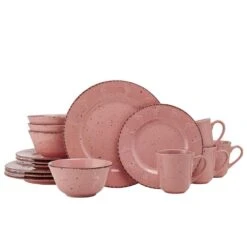 Flamingo Pink 16 Piece Dinnerware Set, Service For 4