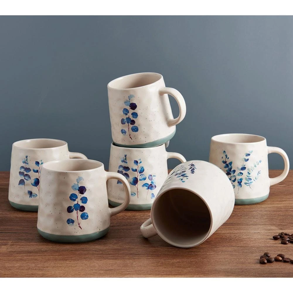 Floral Blue Set Of 6 Mugs, Assorted 4 Floral Blue Set Of 6 Mugs, Assorted - Image 2