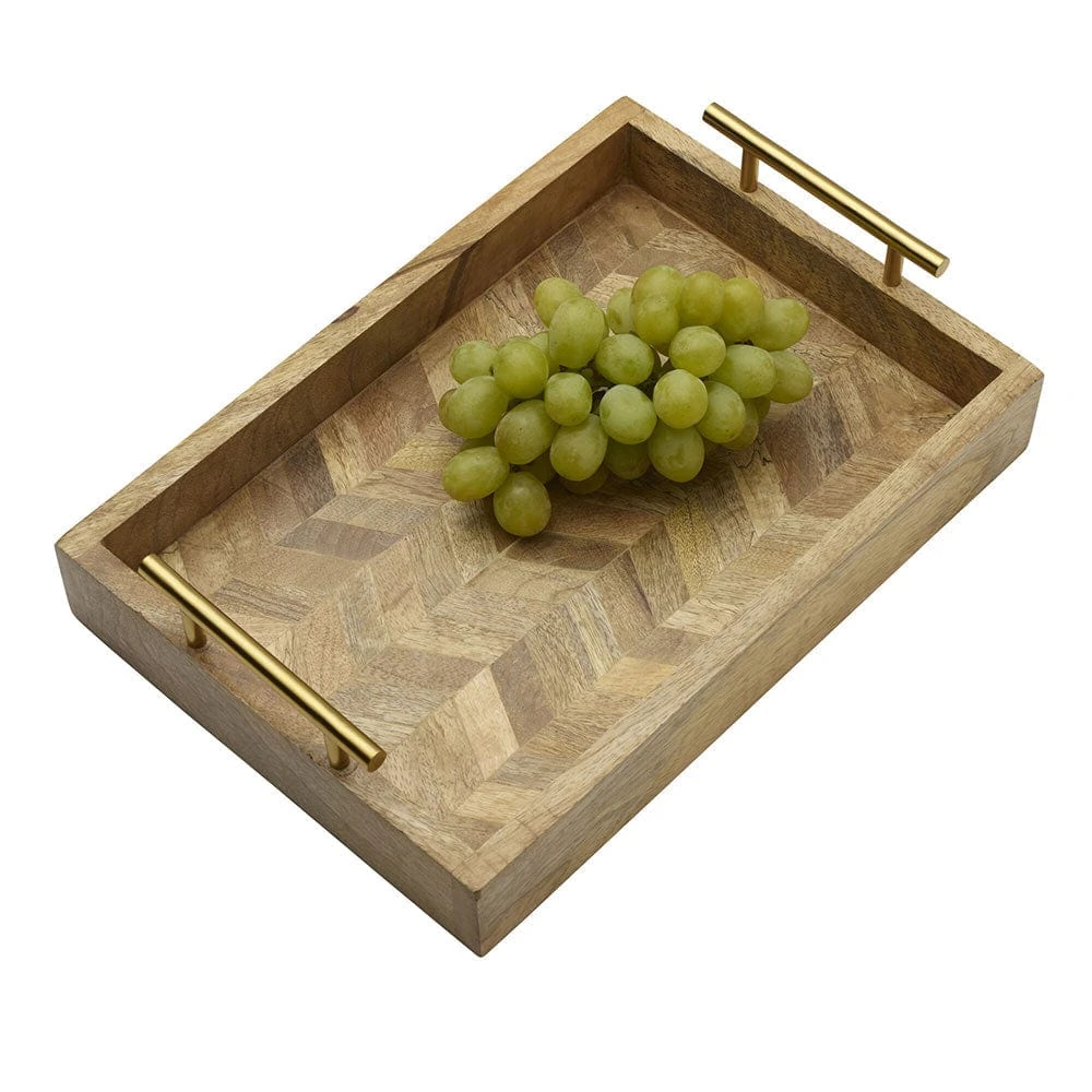 Galini Chevron Mango Wood Serve Tray 3 Galini Chevron Mango Wood Serve Tray