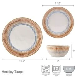 Hensley Taupe 12 Piece Dinnerware Set, Service For 4 15 Hensley Taupe 12 Piece Dinnerware Set, Service For 4 -Kitchen Utensils hensley taupe 12 piece dinnerware set service for 4 5291363 5