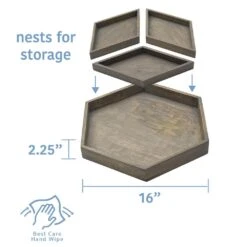 Hexagon 4 Piece Mango Wood Tray Set 15 Hexagon 4 Piece Mango Wood Tray Set -Kitchen Utensils hexagon 4 piece mango wood tray set 5277415 7