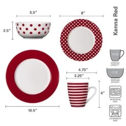 Kenna Red 16 Piece Dinnerware Set, Service For 4 -Kitchen Utensils kenna red 16 piece dinnerware set service for 4 5233527 3