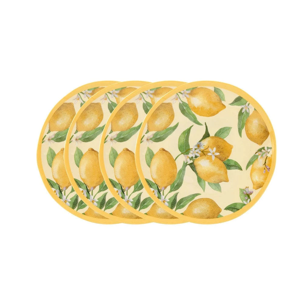 Lemons Set Of 4 Outdoor Melamine Salad Plates 2 Lemons Set Of 4 Outdoor Melamine Salad Plates
