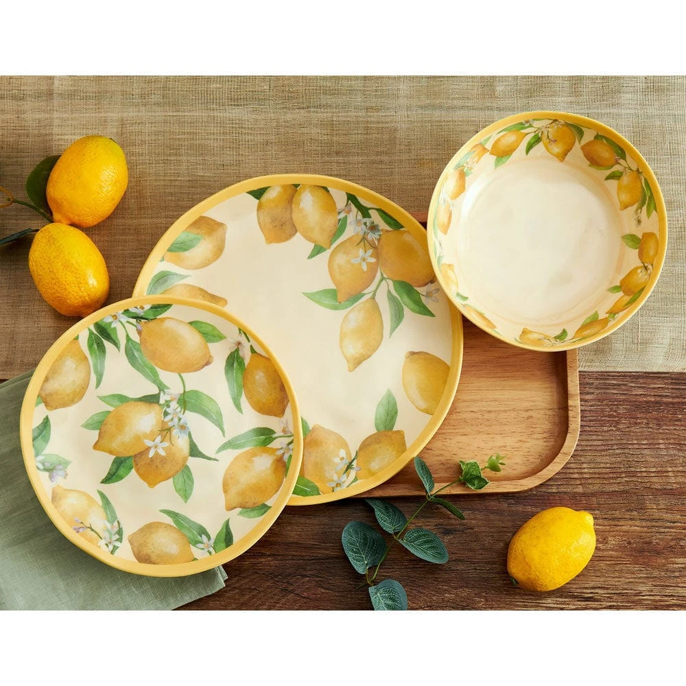 Lemons Set Of 4 Outdoor Melamine Salad Plates 3 Lemons Set Of 4 Outdoor Melamine Salad Plates - Image 2