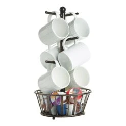 Mug Tree Stand With Basket