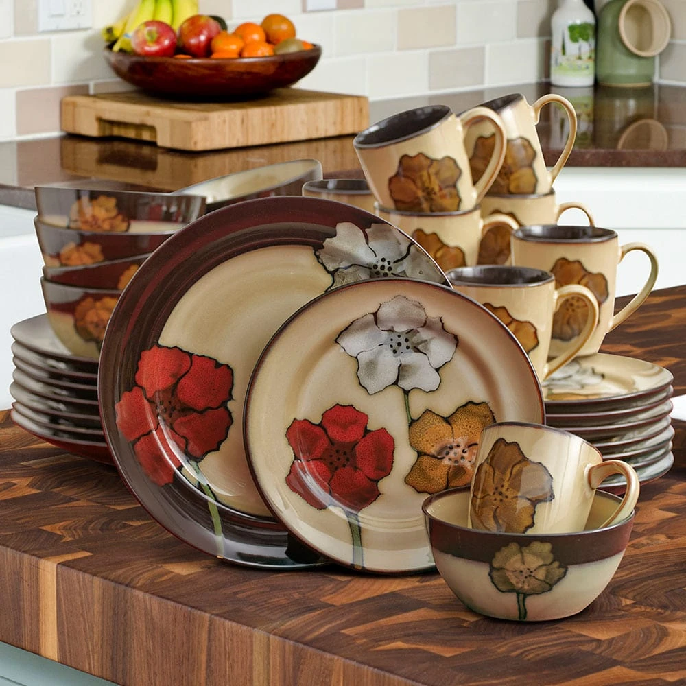 Painted Poppies 32 Piece Dinnerware Set, Service For 8 4 Painted Poppies 32 Piece Dinnerware Set, Service For 8 - Image 2