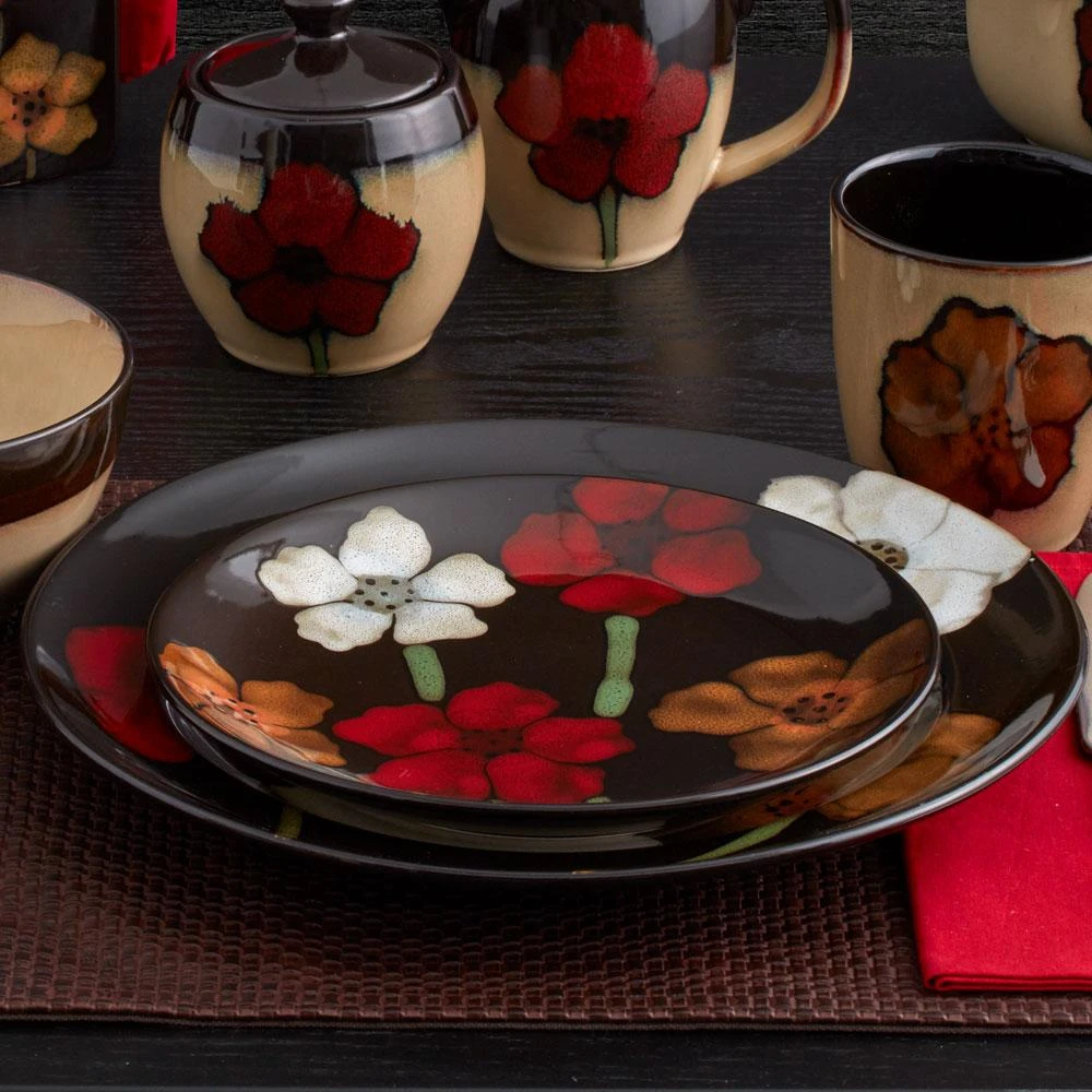 Painted Poppies Accent Salad Plate 4 Painted Poppies Accent Salad Plate - Image 2