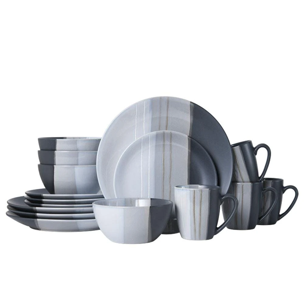 Parker Gray 16 Piece Dinnerware Set, Service For 4 3 Parker Gray 16 Piece Dinnerware Set, Service For 4