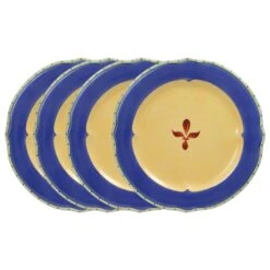 Pistoulet® Set Of 4 Dinner Plates With Blue Band