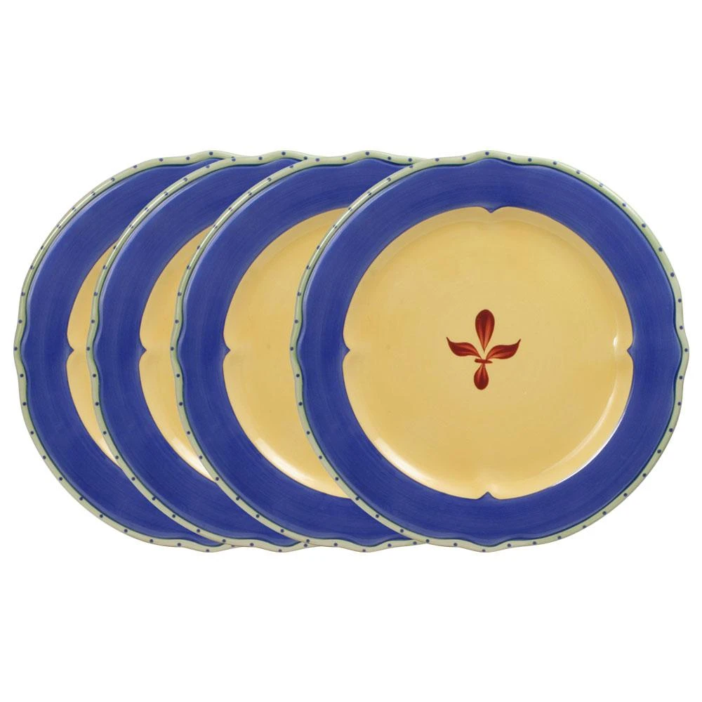Pistoulet® Set Of 4 Dinner Plates With Blue Band 3 Pistoulet® Set Of 4 Dinner Plates With Blue Band
