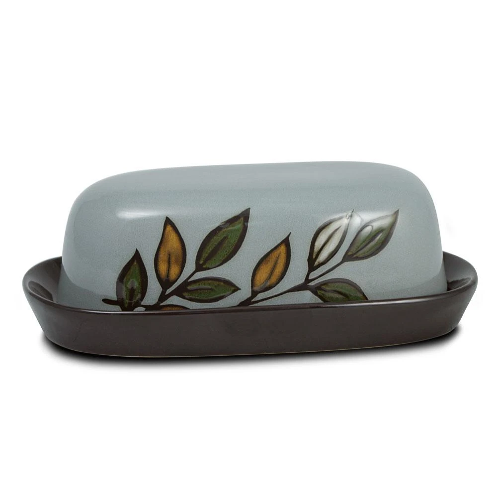 Rustic Leaves Covered Butter Dish 3 Rustic Leaves Covered Butter Dish