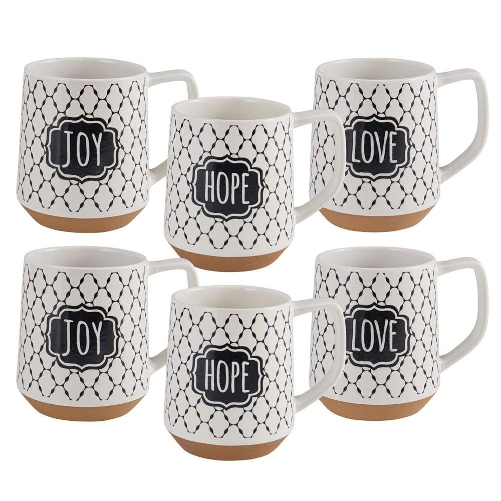 Sentiment Lattice Set Of 6 Mugs, Assorted 3 Sentiment Lattice Set Of 6 Mugs, Assorted