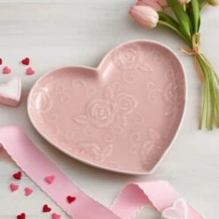 Tea Rose Pink Heart Shaped Plate 7 Tea Rose Pink Heart Shaped Plate -Kitchen Utensils tea rose pink heart shaped plate 5199769 3
