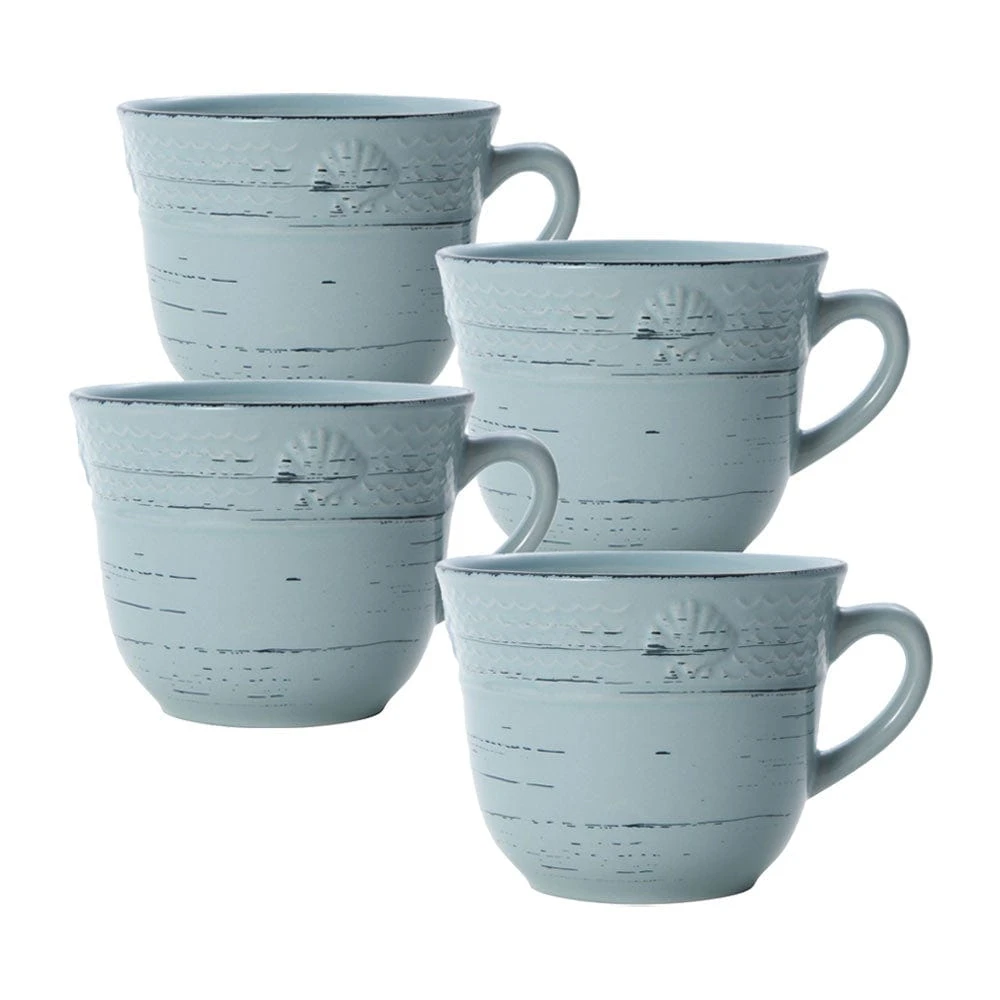 Trellis Coastal Teal Set Of 4 Mugs 3 Trellis Coastal Teal Set Of 4 Mugs