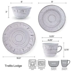 Trellis Lodge White 16 Piece Dinnerware Set, Service For 4 -Kitchen Utensils trellis lodge white 16 piece dinnerware set service for 4 5291367 10