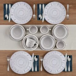 Trellis Lodge White 16 Piece Dinnerware Set, Service For 4 -Kitchen Utensils trellis lodge white 16 piece dinnerware set service for 4 5291367 3