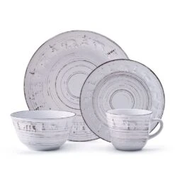 Trellis Lodge White 16 Piece Dinnerware Set, Service For 4 -Kitchen Utensils trellis lodge white 16 piece dinnerware set service for 4 5291367 9