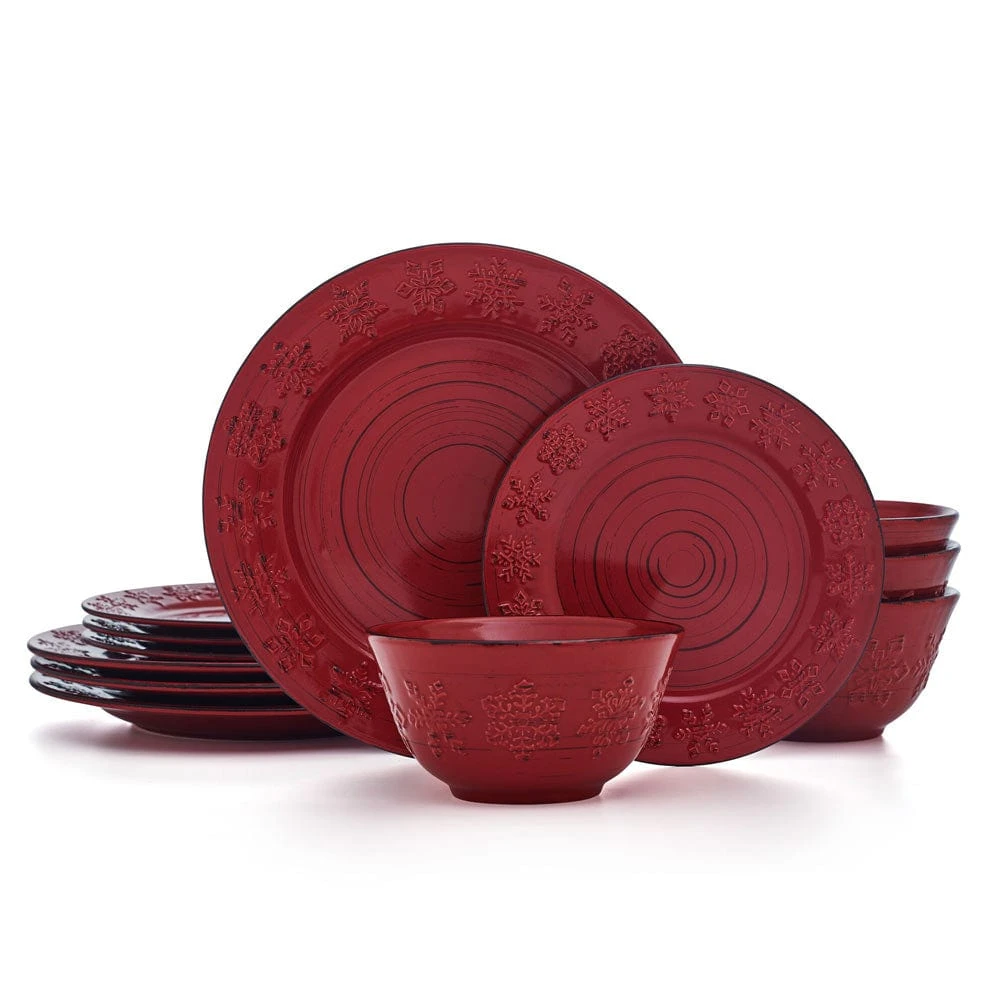 Trellis Snowflakes 12 Piece Dinnerware Set, Service For 4 3 Trellis Snowflakes 12 Piece Dinnerware Set, Service For 4