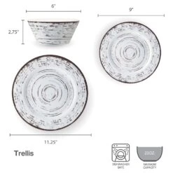 Trellis White 12 Piece Outdoor Melamine Dinnerware Set, Service For 4 15 Trellis White 12 Piece Outdoor Melamine Dinnerware Set, Service For 4 -Kitchen Utensils trellis white 12 piece melamine dinnerware set service for 4 5302581 5