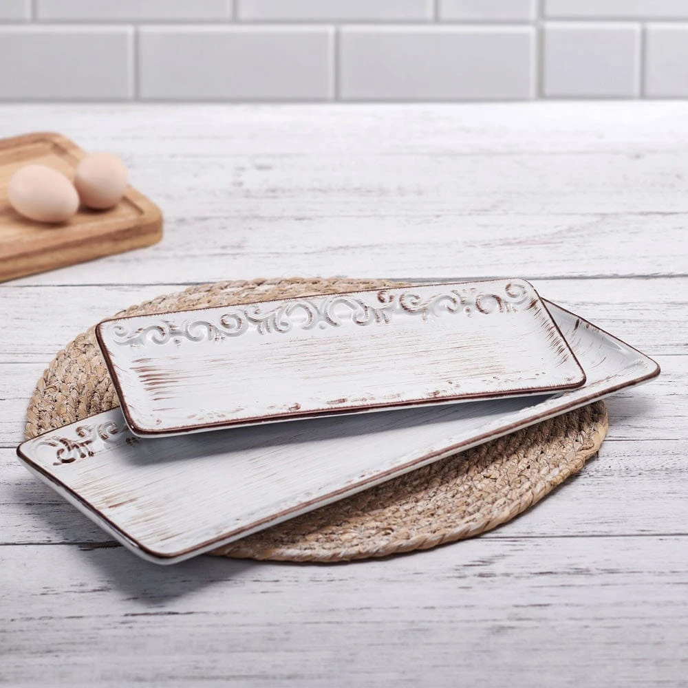 Trellis White Set Of 2 Platters 4 Trellis White Set Of 2 Platters - Image 2