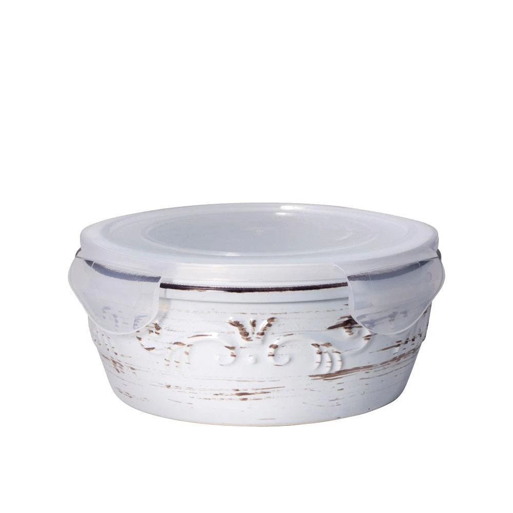 Trellis White Storage Bowl With Lid 3 Trellis White Storage Bowl With Lid