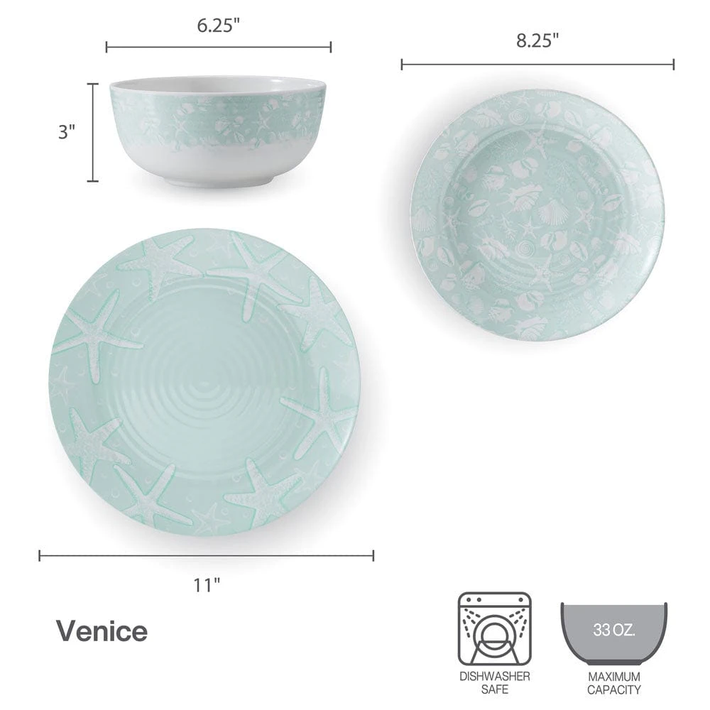Venice 12 Piece Outdoor Melamine Dinnerware Set, Service For 4 7 Venice 12 Piece Outdoor Melamine Dinnerware Set, Service For 4 - Image 5
