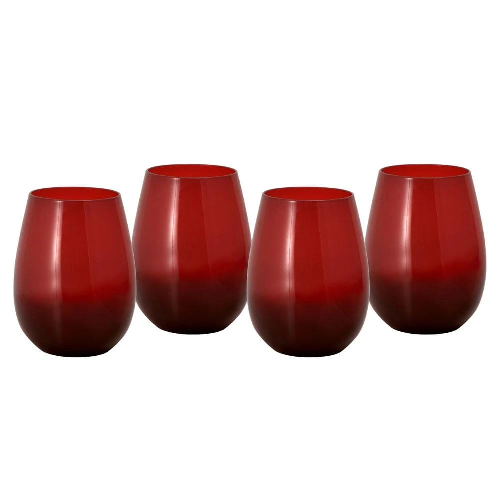 Winterberry® Set Of 4 Red Stemless Wine Glasses 3 Winterberry® Set Of 4 Red Stemless Wine Glasses